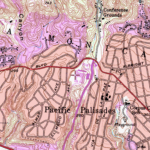 Topographic Map of Palisades Charter High School, CA