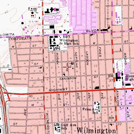 Topographic Map of Saint Johns Episcopal Church, CA
