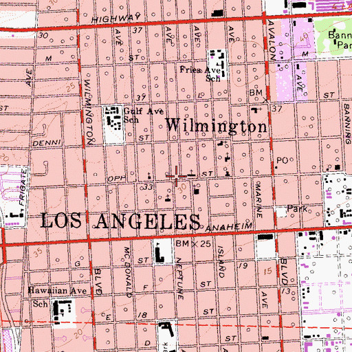 Topographic Map of Saint Peter and Saint Paul Roman Catholic Church, CA