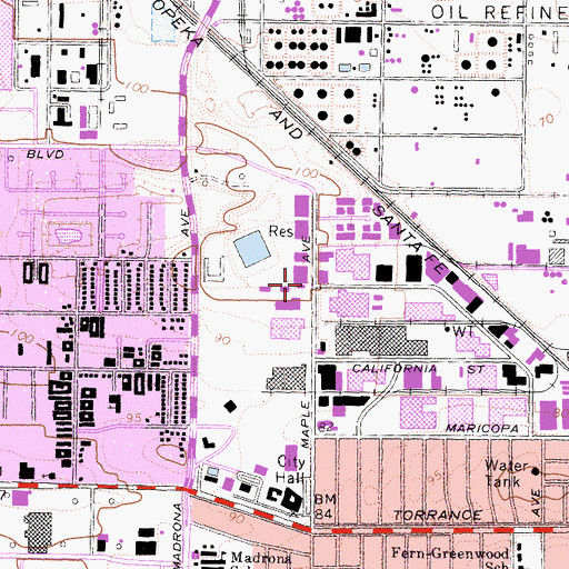 Topographic Map of South Bay Industrial Park, CA
