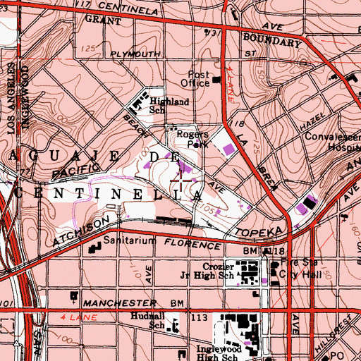 Topographic Map of Stanford M Anderson Water Treatment Plant, CA