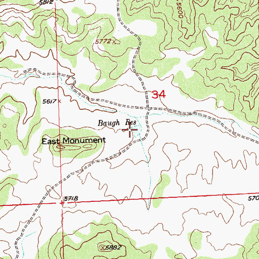 Topographic Map of Baugh Reservoir, CO