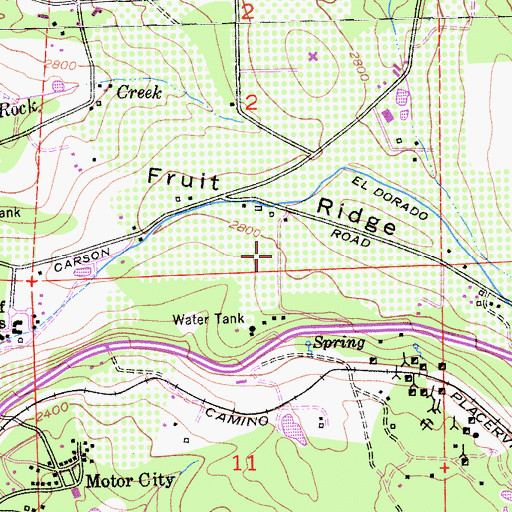 Topographic Map of Carson Ridge Evergreens, CA