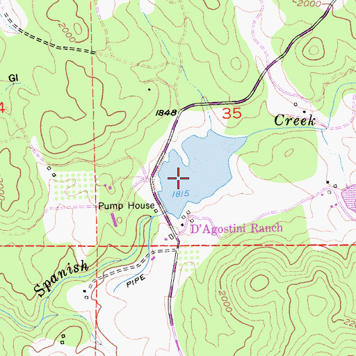 Topographic Map of D'Agostini Reservoir, CA