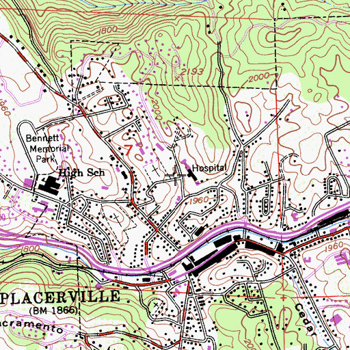 Topographic Map of El Dorado County Hospital (historical), CA