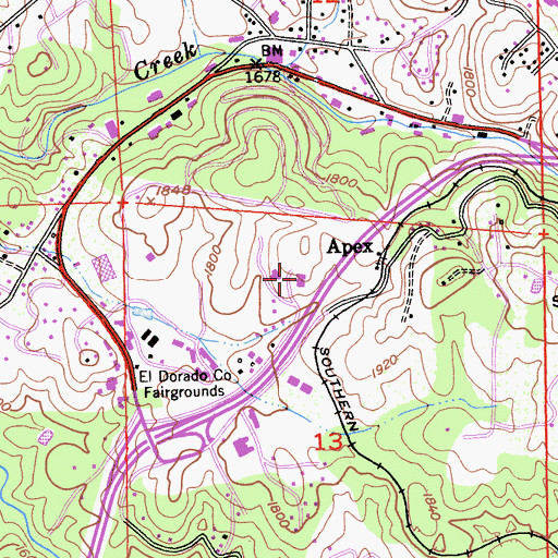 Topographic Map of El Dorado County Jail, CA