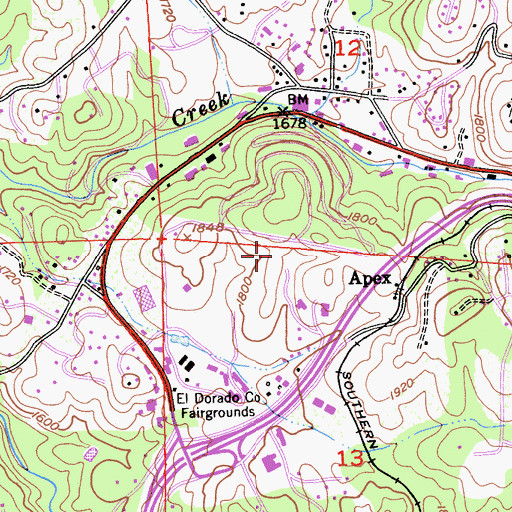 Topographic Map of El Dorado County Library, CA