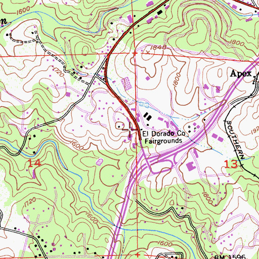 Topographic Map of El Dorado Historical Museum, CA