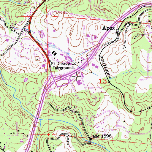 Topographic Map of Eldorado National Forest Headquarters, CA