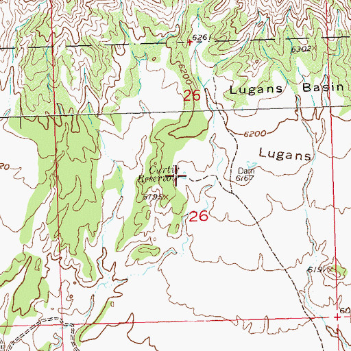 Topographic Map of Curtin Reservoir, CO