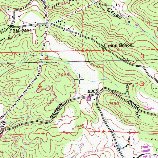 Topographic Map of Hangtown Orchards, CA
