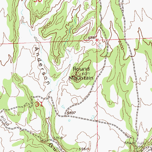 Topographic Map of Round Mountain, CO