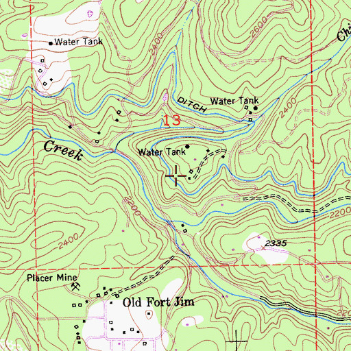 Topographic Map of Mining Brook Ranch, CA