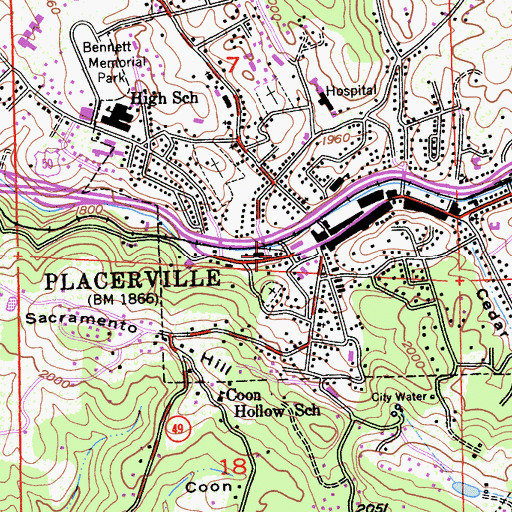 Topographic Map of Moreys Foundry (historical), CA