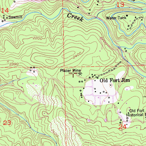 Topographic Map of Old Jim Mine, CA