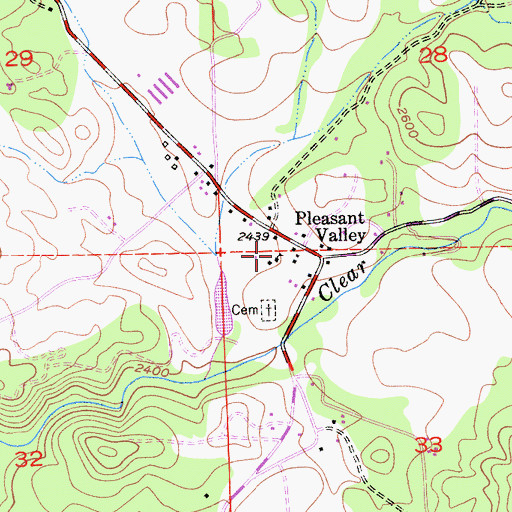 Topographic Map of Pleasant Valley School, CA
