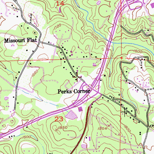 Topographic Map of Prospector Plaza Shopping Center, CA