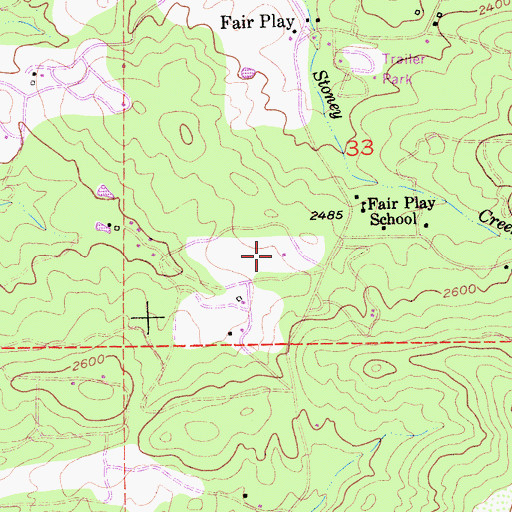 Topographic Map of Seven Up Bar Guest Ranch, CA