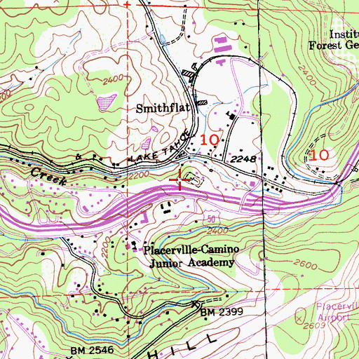 Topographic Map of Smith Flat Cemetery, CA
