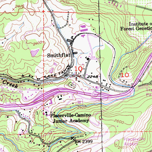Topographic Map of Smith Flat Post Office, CA