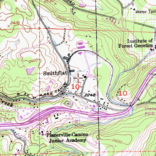 Topographic Map of Smith Flat School, CA