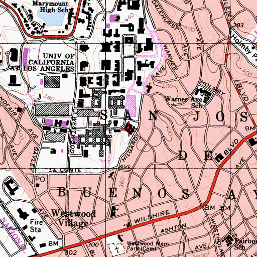 Topographic Map of Doheny Memorial Dormitory for Girls, CA
