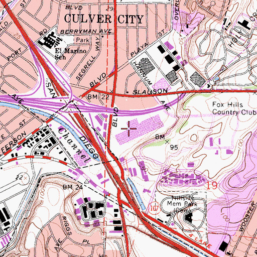 Topographic Map of Fox Hills Mall Shopping Center, CA
