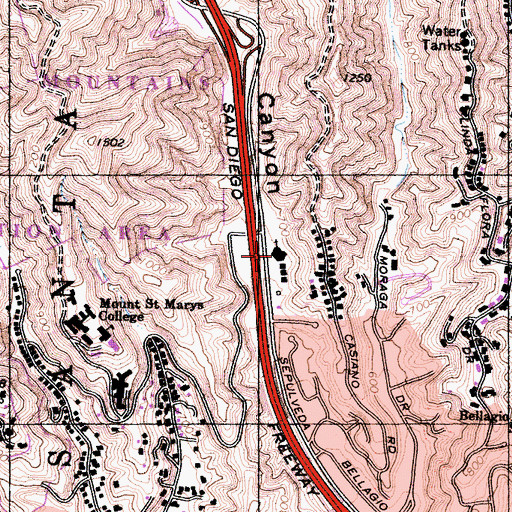 Topographic Map of Leo Baeck Temple, CA