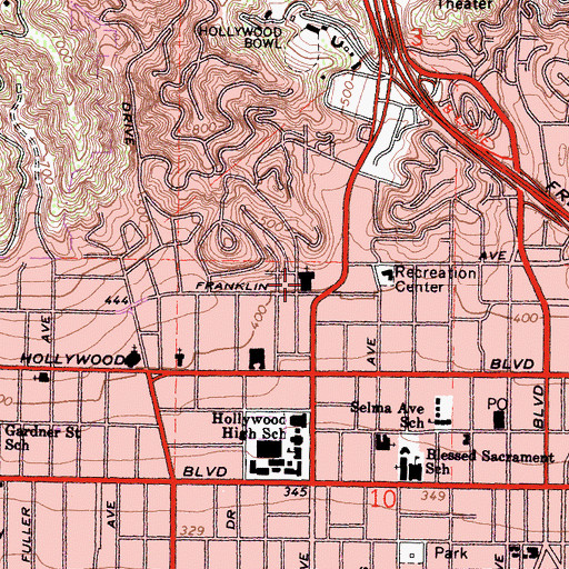 Topographic Map of First United Methodist Church, CA