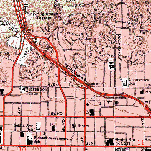 Topographic Map of Vedanta Temple, CA