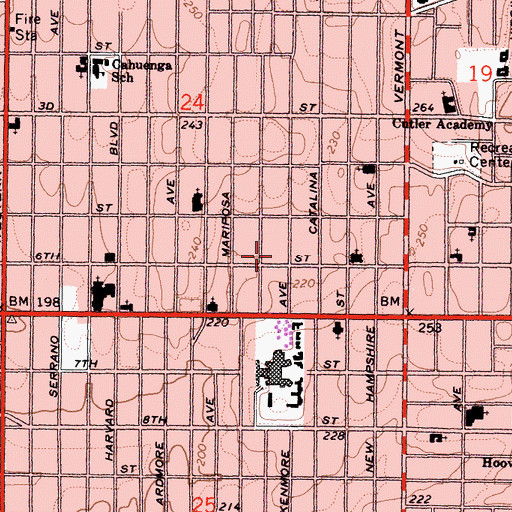 Topographic Map of Chapman Park Market, CA