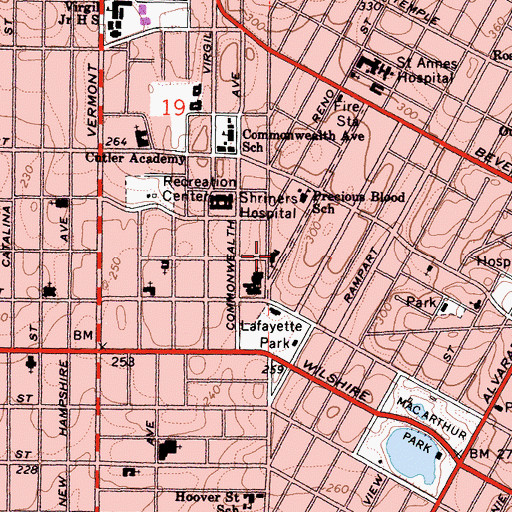 Topographic Map of Church of the Precious Blood, CA