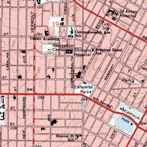 Topographic Map of First Congregational Church, CA