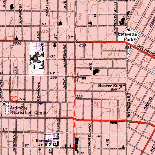 Topographic Map of First Unitarian Church, CA