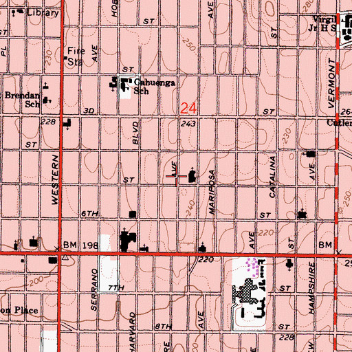 Topographic Map of Ninth Church of Christ Scientist, CA