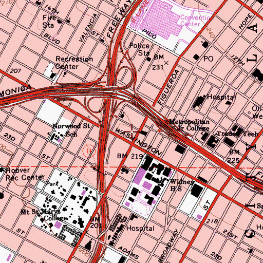 Topographic Map of Patriotic Hall, CA