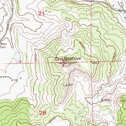 Topographic Map of The Beehive, CO