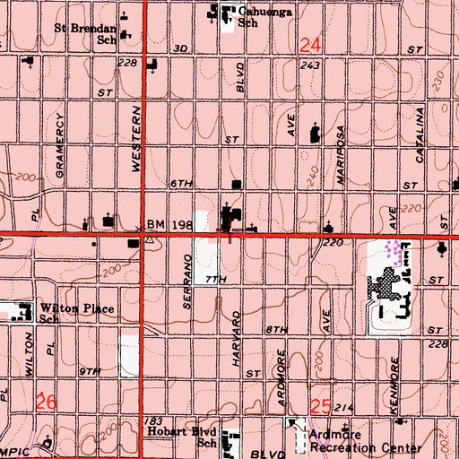 Topographic Map of Saint Basils Roman Catholic Church, CA