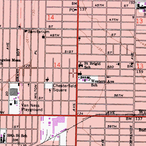 Topographic Map of Saint Brigid Catholic Church, CA