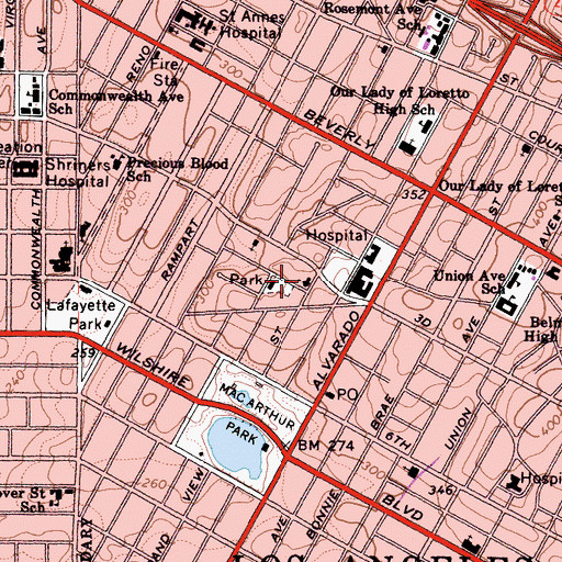 Topographic Map of Saint Nicholas Orthodox Cathedral, CA