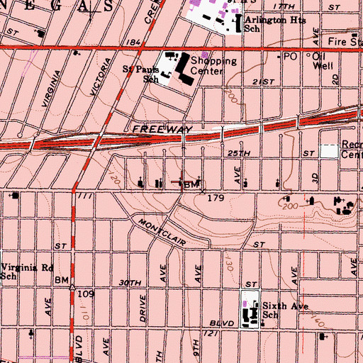 Topographic Map of Saint Pauls Lutheran Church, CA