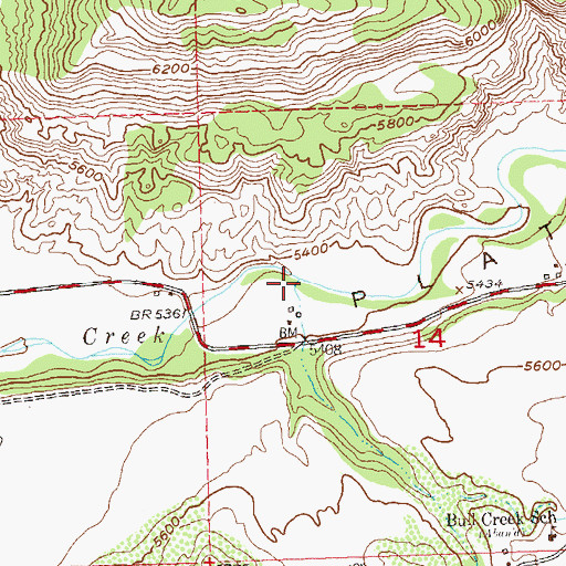 Topographic Map of Bull Creek, CO