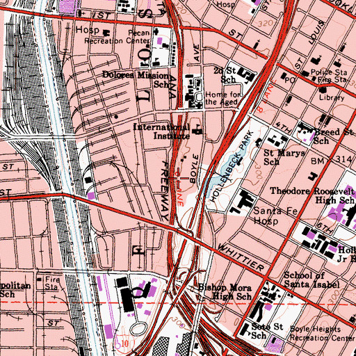 Topographic Map of Hollenbeck Home for the Aged, CA