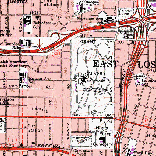 Topographic Map of Mausoleum of the Golden West, CA