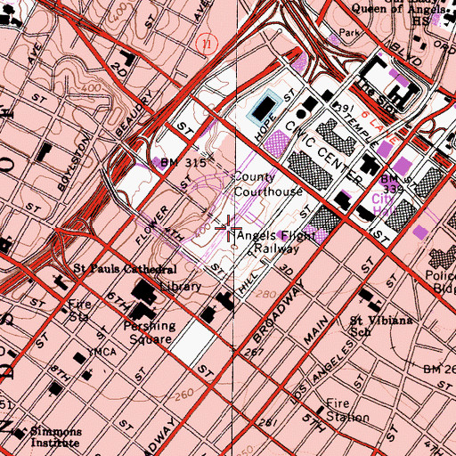 Topographic Map of Museum of Contemporary Art, CA