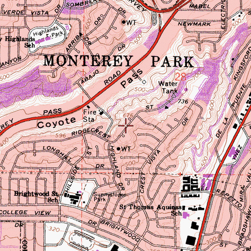 Topographic Map of Saint Thomas More Roman Catholic Church, CA