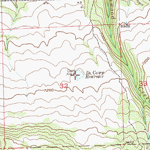Topographic Map of De Camp Reservoir, CO
