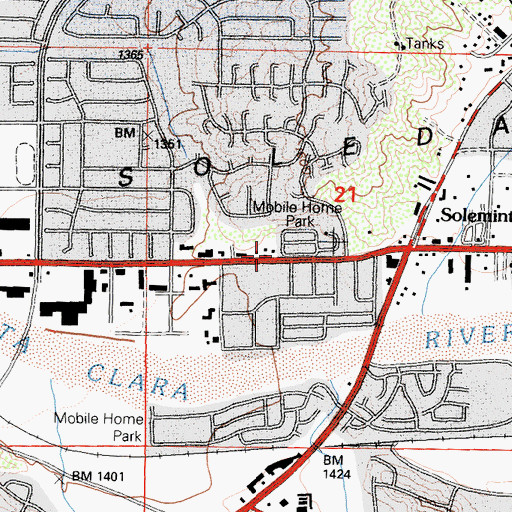 Topographic Map of Canyon Country Jo Anne Darcy Library, CA