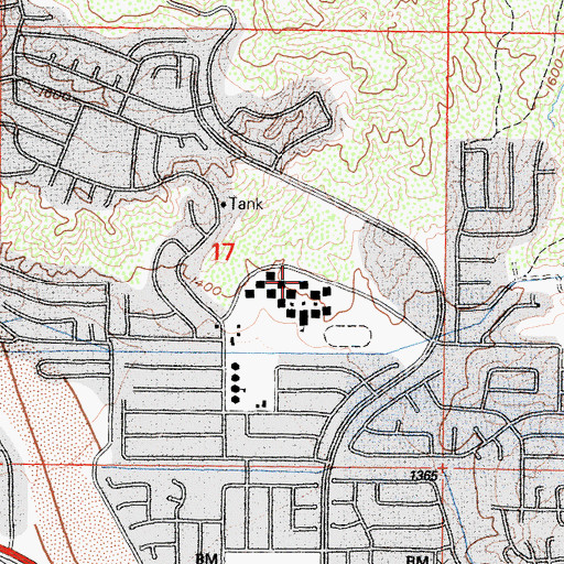Topographic Map of Canyon High School, CA