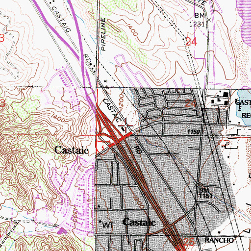 Topographic Map of Castaic Shopping Center, CA